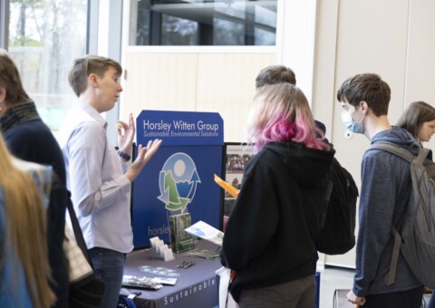 Horsley Witten Group employee speaks to students at WaterWORKS career day, March 2023