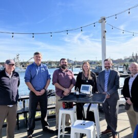 Nick Lowell of Lowell Instruments, James Byrnes is the Director of Operations and Programs at Mass Technology Collaborative’s Innovation Institute, Aubrey Church, CCCFA policy director is with Denny Colbert of Fishermen’s View and owner of the Miss Julie.