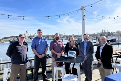 Nick Lowell of Lowell Instruments, James Byrnes is the Director of Operations and Programs at Mass Technology Collaborative’s Innovation Institute, Aubrey Church, CCCFA policy director is with Denny Colbert of Fishermen’s View and owner of the Miss Julie.