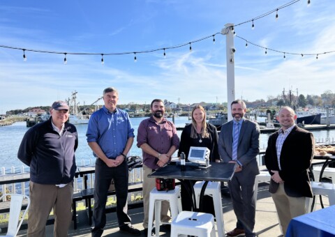 Nick Lowell of Lowell Instruments, James Byrnes is the Director of Operations and Programs at Mass Technology Collaborative’s Innovation Institute, Aubrey Church, CCCFA policy director is with Denny Colbert of Fishermen’s View and owner of the Miss Julie.