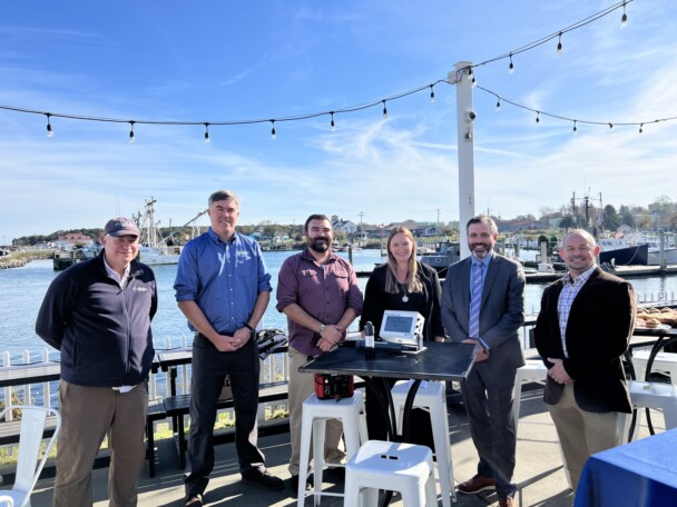 Nick Lowell of Lowell Instruments, James Byrnes is the Director of Operations and Programs at Mass Technology Collaborative’s Innovation Institute, Aubrey Church, CCCFA policy director is with Denny Colbert of Fishermen’s View and owner of the Miss Julie.